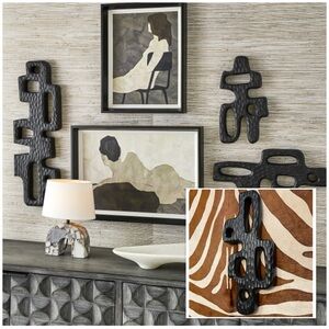 Uttermost Brutalist Chiseled Wall Sculpture Art Carved Wood Modern